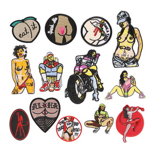 sexy women design iron on embroidered jacket motorcycle biker patches