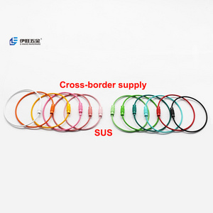 YIWANG Colorful Coated 150MM Stainless Steel Screw Lock Wire Rope Cable Keychain Loops