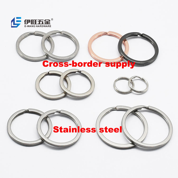 YIWANG Wholesale Fashion Stainless Steel Keyrings Flat Split Key Ring Keychain Keyholder