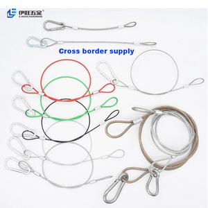 YIWANG Stainless Steel Safety Cable Coated Carabiner Hook Wire Rope Assembly With Loop