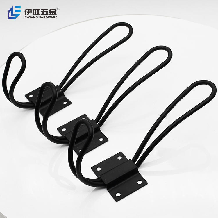 YIWANG Fashion Design Durable Black Metal With Four Screws Wall-mounted Coat Hooks