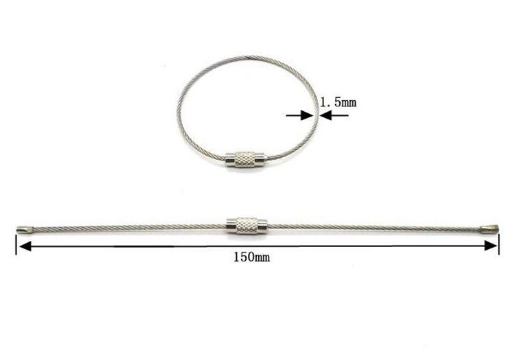 YIWANG Factory 150mm Stainless Steel Cable Wire Key Ring Keychain