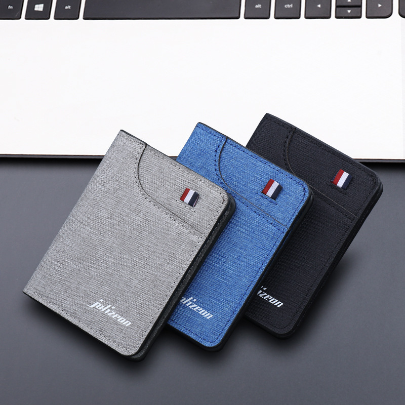 Langrenhu Wholesale Canvas Card Holder Wallet Men Key Purse With Coin Pockets Cash Wallet For Men