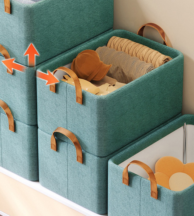 Closet Basket Cube Box Foldable Oxford Fabric Storage Bins Clothes Organizer With Handle Wardrobe Storage Basket Organizer