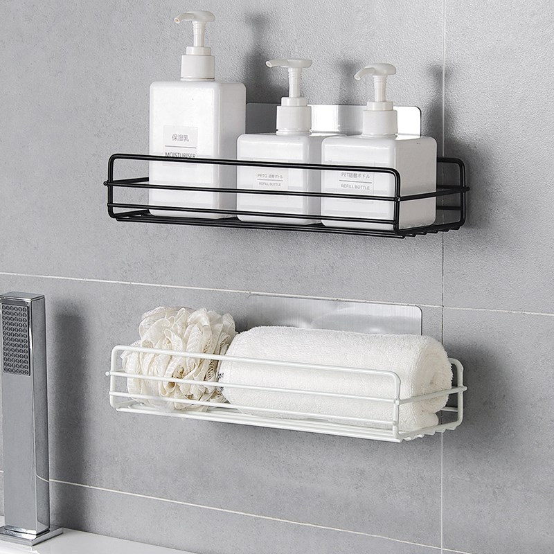 Rust Stainless Steel Shower Gel Adhesive Shampoo Holder Kitchen Bathroom Wall Storage Rack Shelf Organiser Suction Basket Shelf