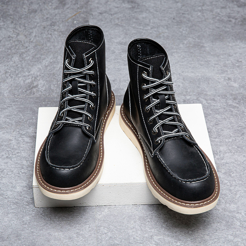 2023 Top Quality Men Leather Lace-up High Cut Comfortable Casual Boots