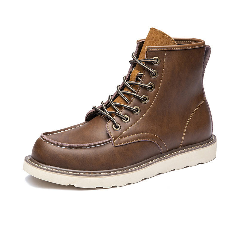 2023 Top Quality Men Leather Lace-up High Cut Comfortable Casual Boots