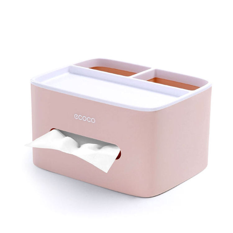 Ecoco Space Saving Multi-functional Desk Storage Box Remote Control Case Cosmetic Organizer Holder Suction Tissue Cover Box