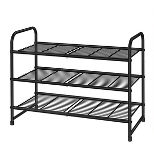 3-Tier Stackable Shoe Rack, Expandable & Adjustable Shoe Shelf Storage Organizer