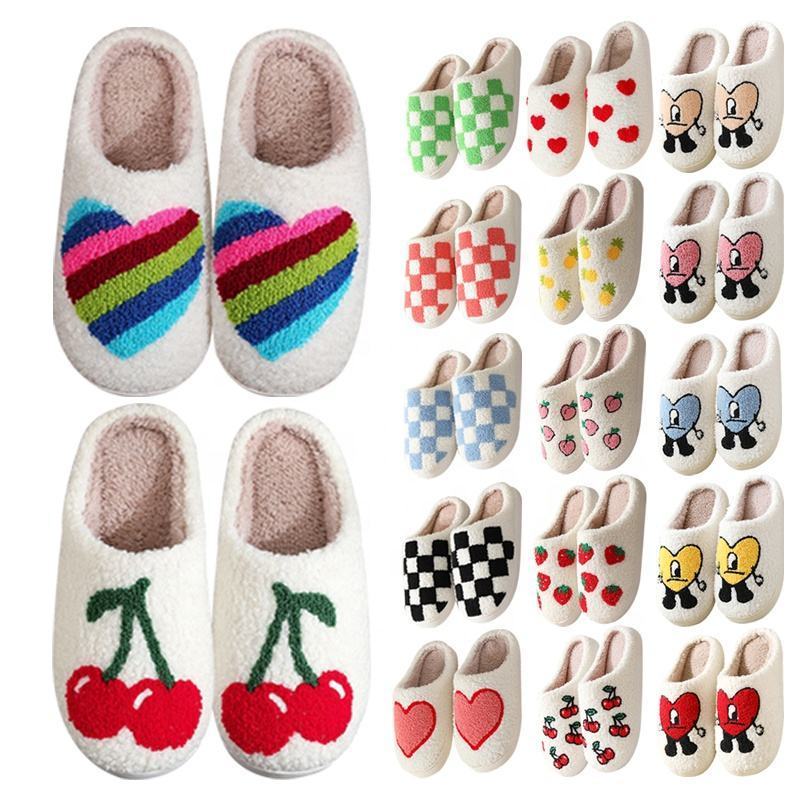 Fall winter indoor home funny warm fluffy skull pumpkin spooky scream holiday Christmas Halloween slippers for women men