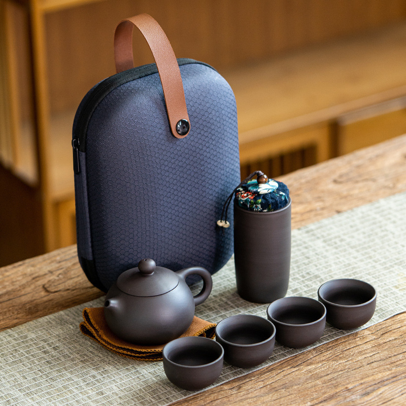 Hot selling Purple Clay Pot Purple Clay Tea Canister Travel Cup Tea Set With Travel Bag