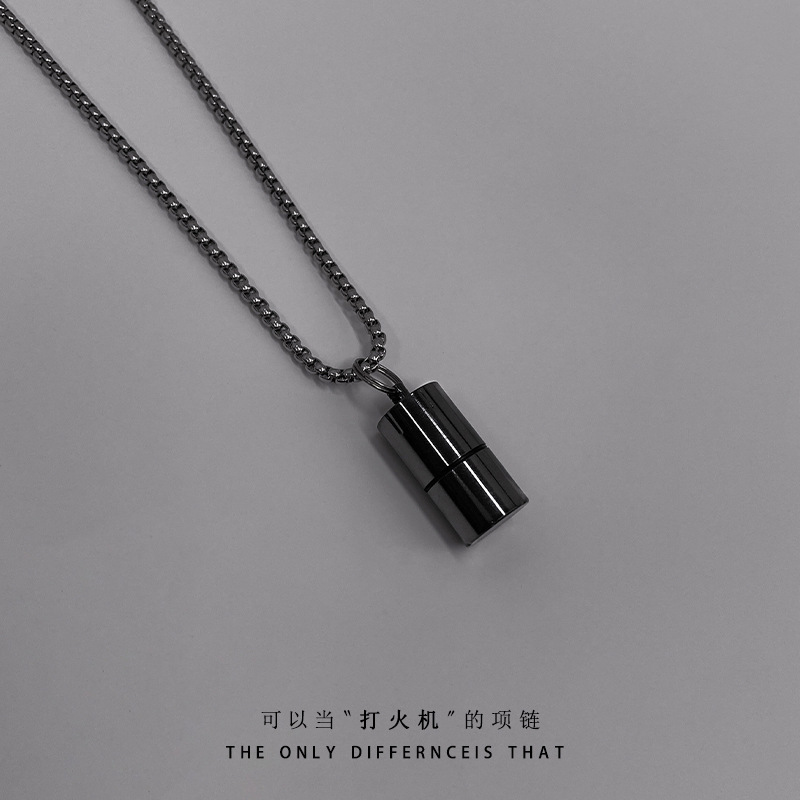 INS necklace men's trendy hip hop couple pendant accessories niche design sense titanium steel ornaments creative lighter