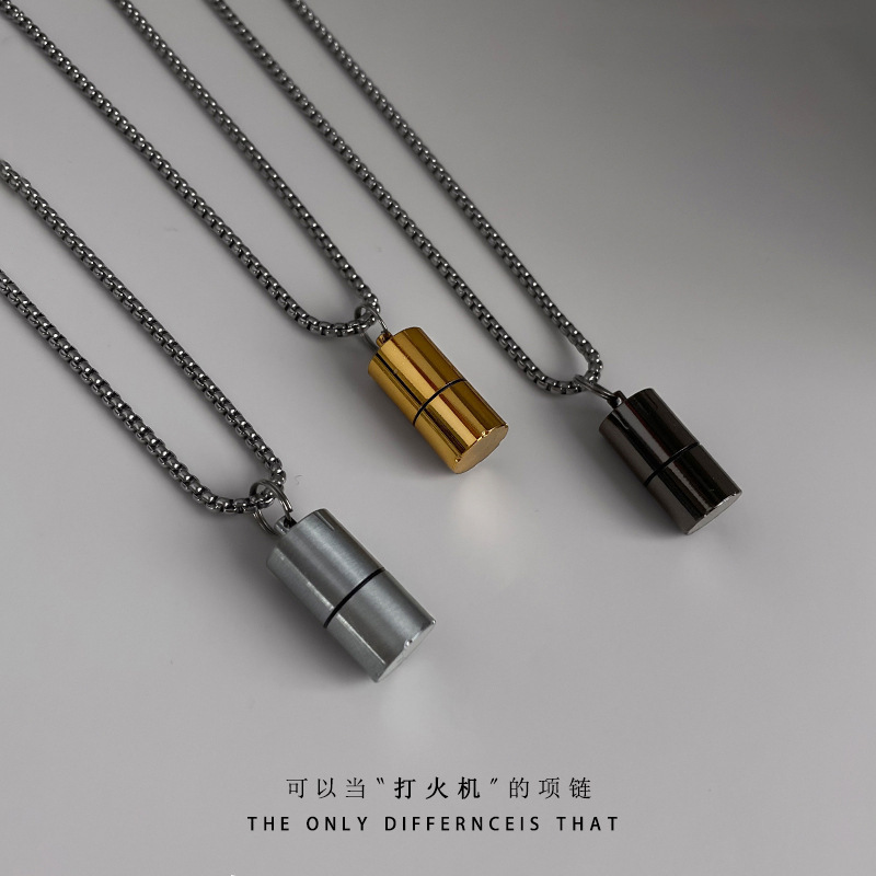 INS necklace men's trendy hip hop couple pendant accessories niche design sense titanium steel ornaments creative lighter