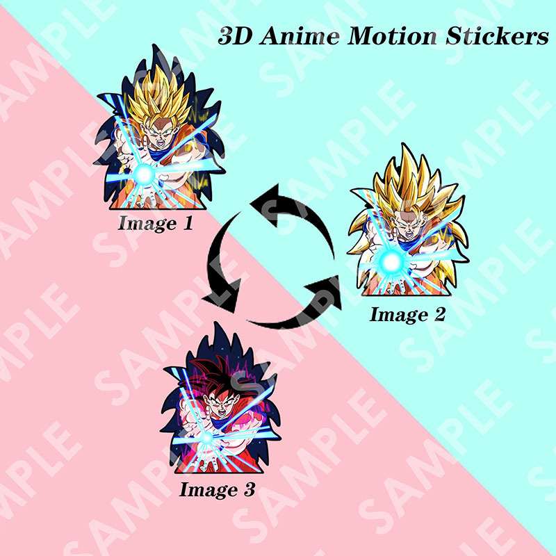 Manga Japanese Anime Characters 3D Anime Sticker Cartoon Changing Flips Decals Vegeta 3D Lenticular Motion Car Stickers