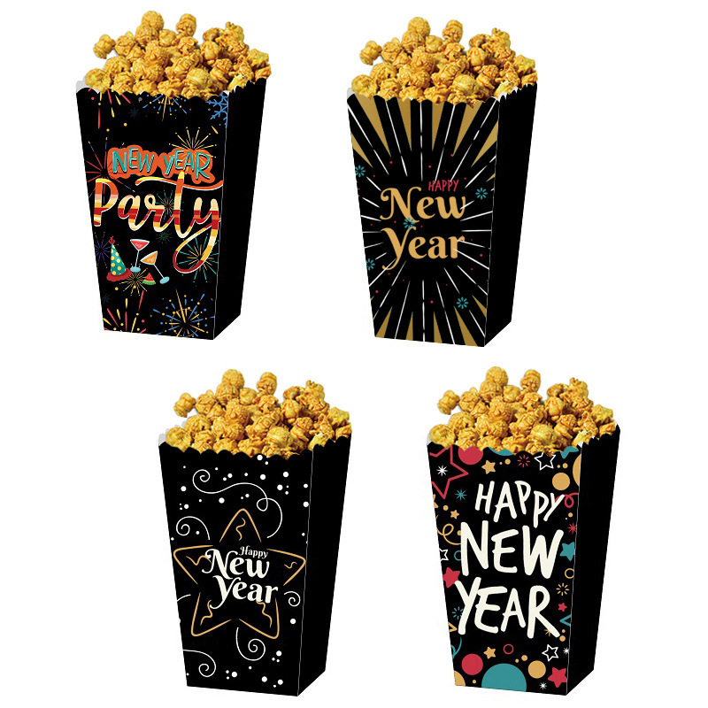 2024 New Year fast Food box party decoration snackcpaper box paper cup custom logo popcorn bucket