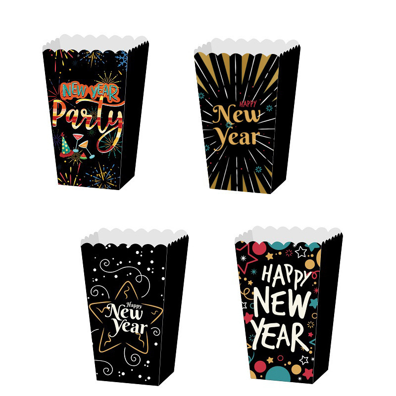 2024 New Year fast Food box party decoration snackcpaper box paper cup custom logo popcorn bucket