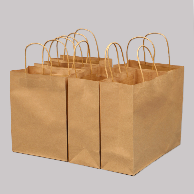 Hot sale  paper shopping bag custom logo takeaway bag Brown Kraft Paper Bag