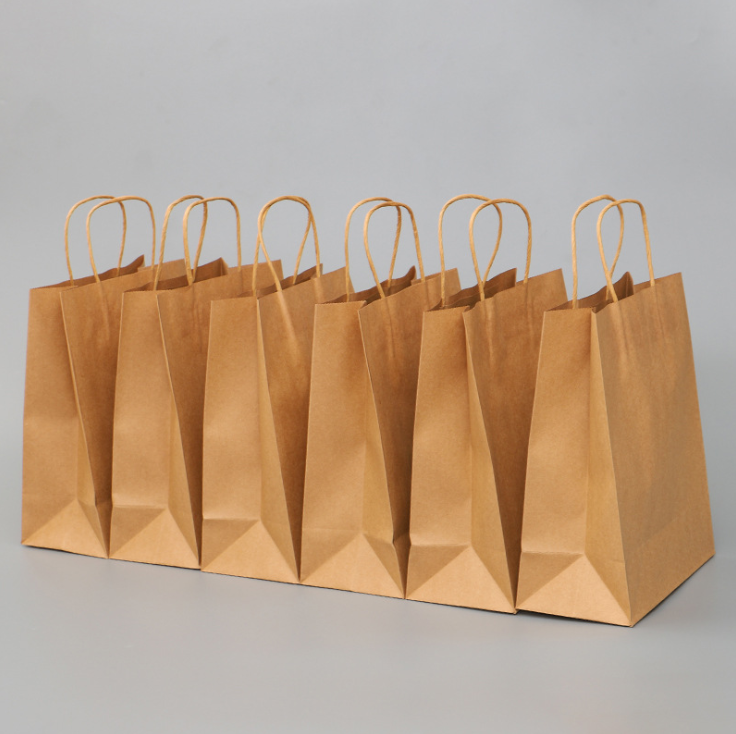 Hot sale  paper shopping bag custom logo takeaway bag Brown Kraft Paper Bag