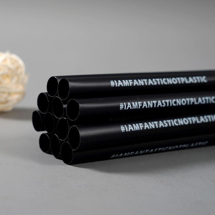 Disposable Eco Friendly Biodegradable Compostable Food Grade Based Customized Logo Printed Black White PLA Drinking Straw