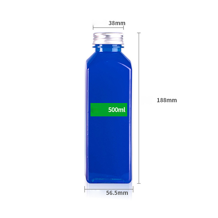 Food Grade Square Beverage Water Bottle Clear Plastic PET 100ml 250ml 350ml 500ml Square Juice Bottle With Lid