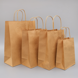 Hot sale  paper shopping bag custom logo takeaway bag Brown Kraft Paper Bag