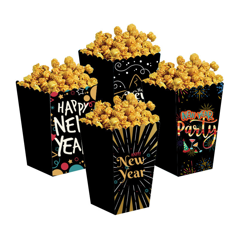 2024 New Year fast Food box party decoration snackcpaper box paper cup custom logo popcorn bucket