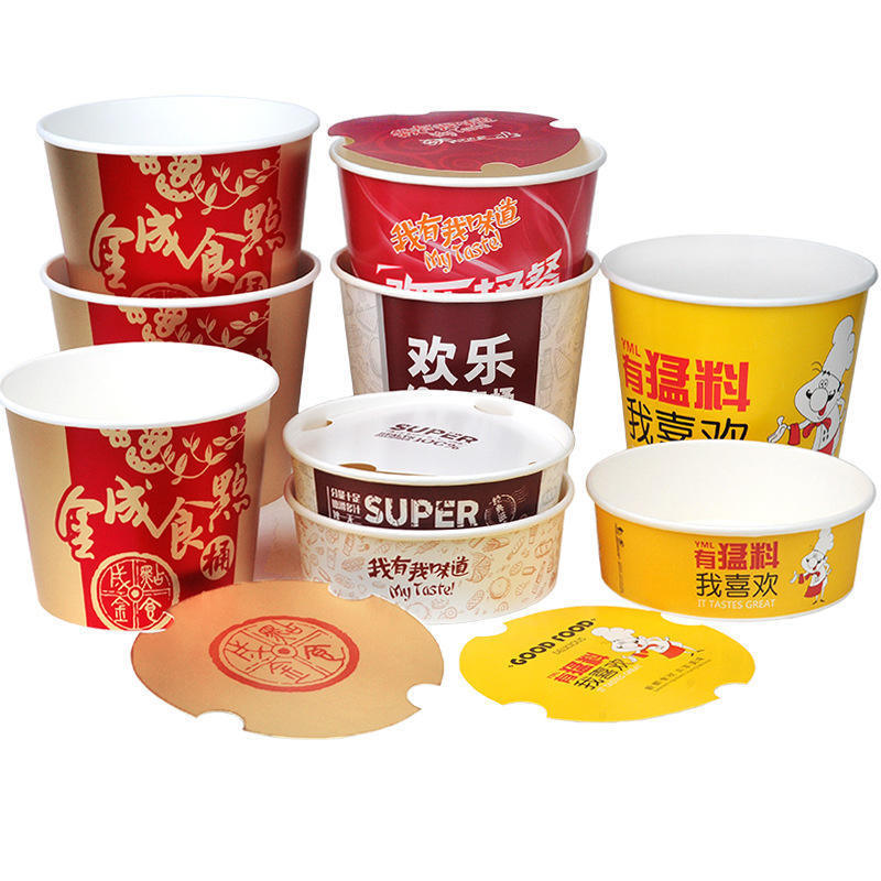 Custom printed logo chicken wing burger family share bucket food packaging take away paper popcorn bucket