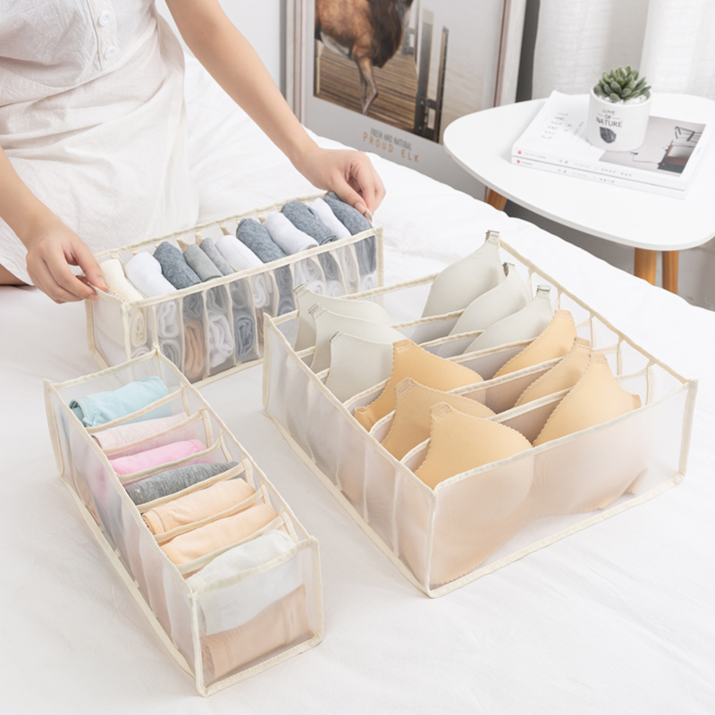 New Drawer Underwear Bra Socks Storage Box Foldable Storage Organizer Wardrobe Clothing Storage Bag Divider Closet