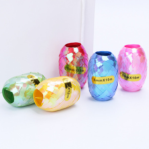 5mm*10m  Gift Wrapping Party Christmas Decorative iridescent balloon Curling rainbow color Ribbon Egg