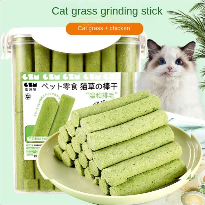 6pcs/bag Cat grass teething sticks pet treats hairball gentle hair removal ready-to-eat cat teeth cleaning cat grass sticks