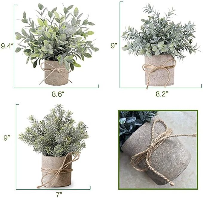 Wholesale Mini Artificial Plants Plastic Fake Plants Faux Green Grass Potted for Home Bathroom Office Desk Decor