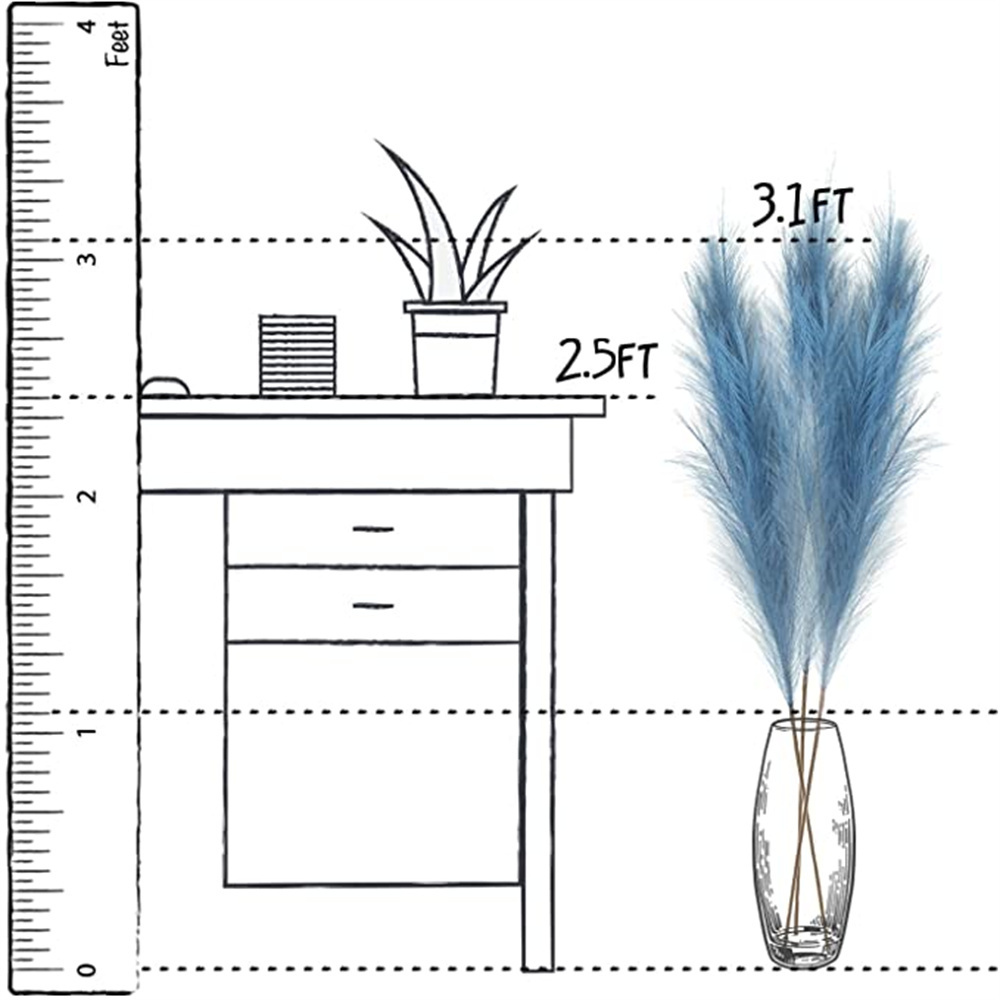 Artificial Pampas Grass Large Tall Fluffy Faux Bulrush Reed Grass for Vase Filler Living Room Kitchen  Decoration