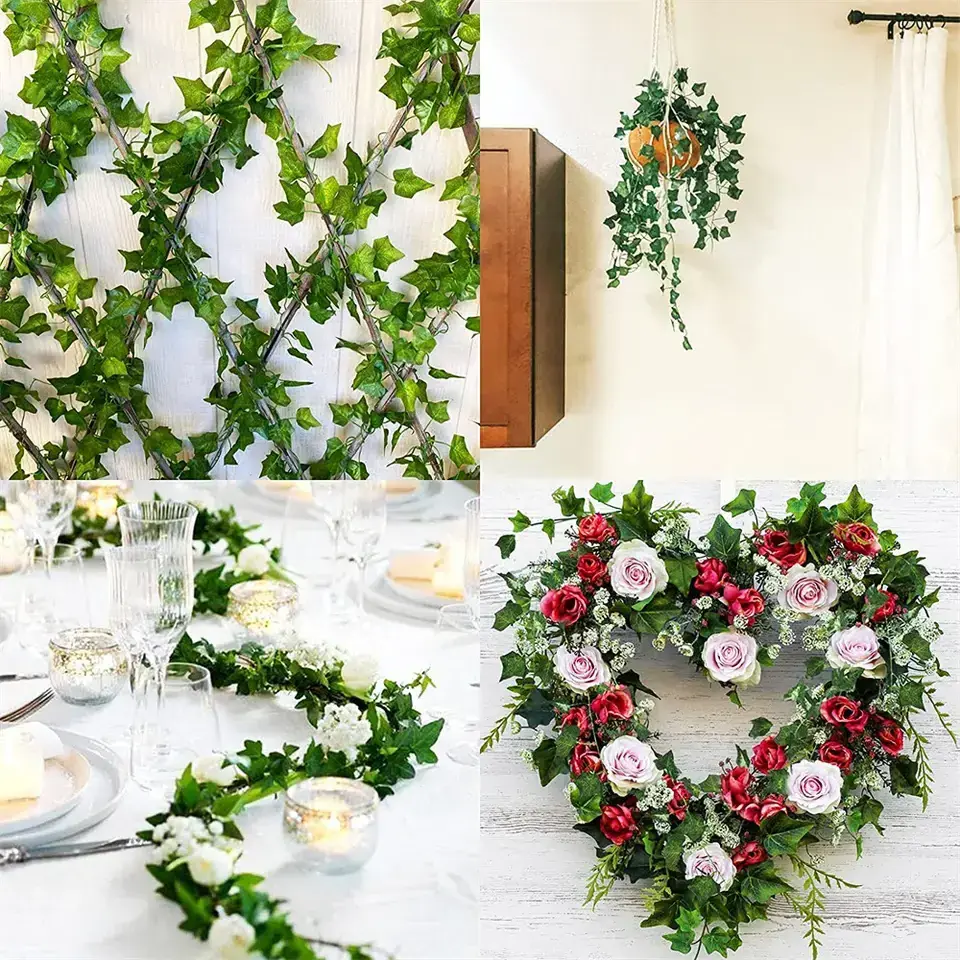 Wholesale  Artificial Ivy Leaf Plants Vine Hanging Garland plastic Foliage for Home Garden Wedding Wall Decor