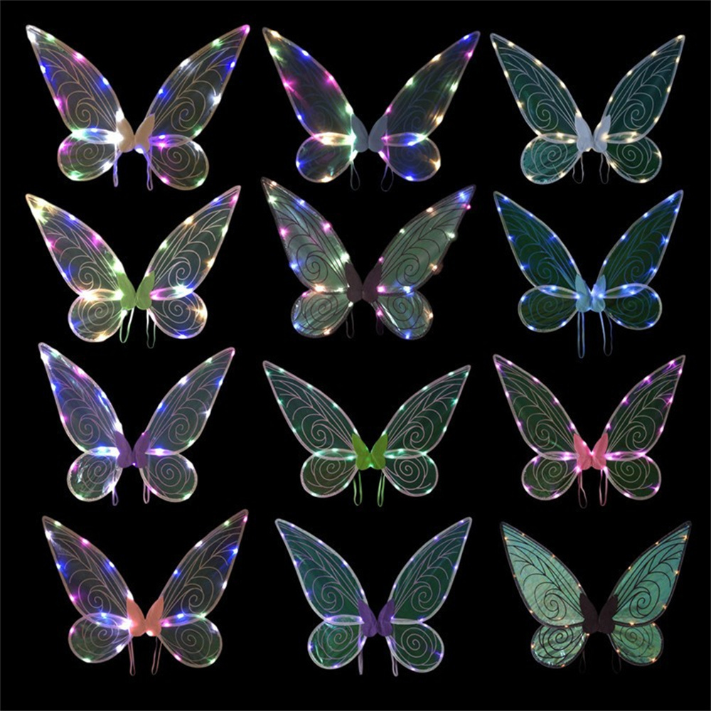 Led Light Up Fairy Wings for Kids Butterfly Wings for Girls Halloween Party Supplies