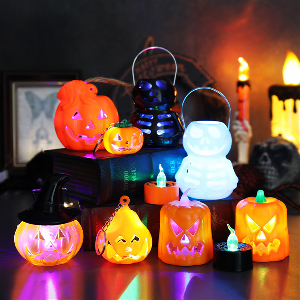 Cheap Halloween Jack-O-Lantern LED Party Decorations Wholesale Skulls Plastic Halloween Pumpkin Lantern Lights