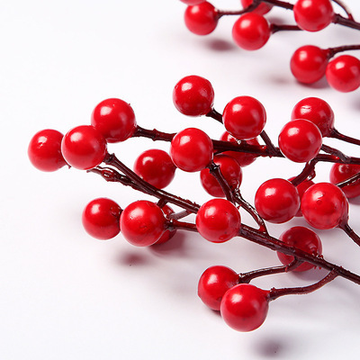 7.1 Inch Artificial Red Berry Stems Burgundy Red Berry Picks Holly Berries Branches for  Crafts Christmas Decorations