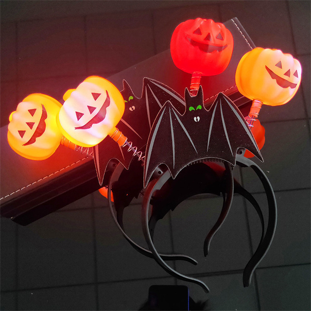 Wholesale Party Headband LED Light Up Halloween Pumpkin Lamp Headband Flashing Party Halloween Favors