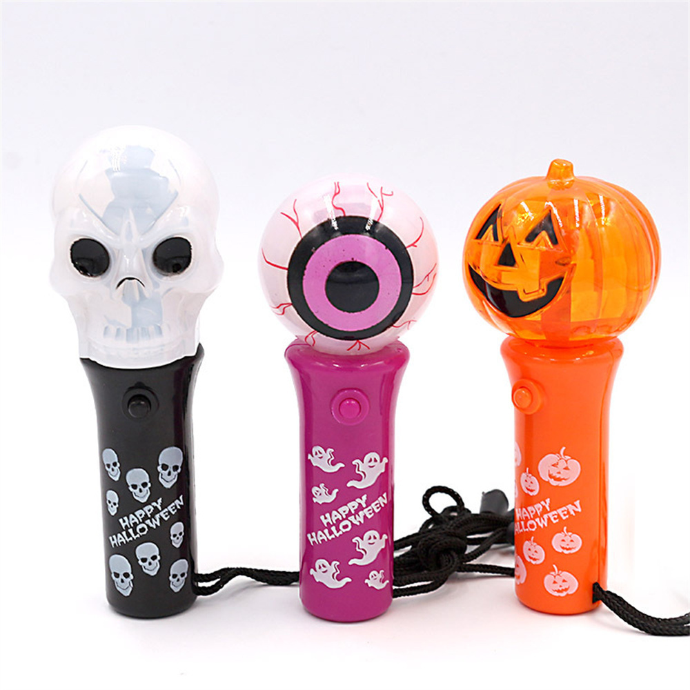 Halloween Ghost Head Pumpkin Light Up Led Light Spinning Spinner Wand for Halloween Party Supplies