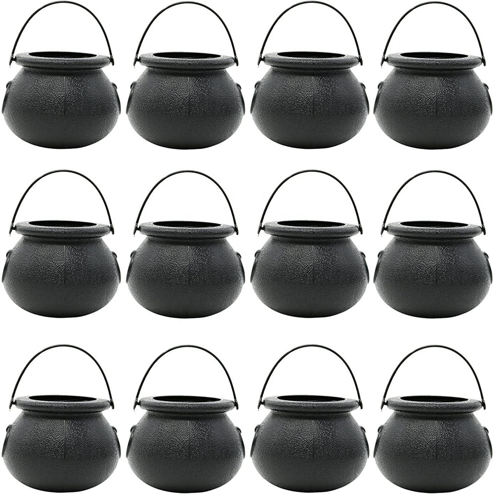 2023 Cheap Halloween Mini Candy Kettles PVC Halloween Witch Mini Black Witch Cauldron