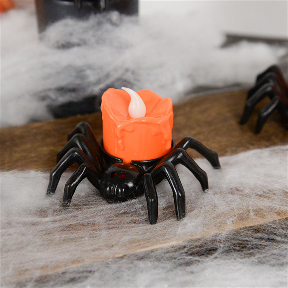 LED Candle Light Spider Pumpkin Lamp Flickering Flameless Battery Lights Flashing Electric Candles Halloween Party Decoration