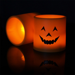 Led Grimace Candle Halloween Flameless Wish Candle Battery Powered LED Candle for Halloween Home Decoration