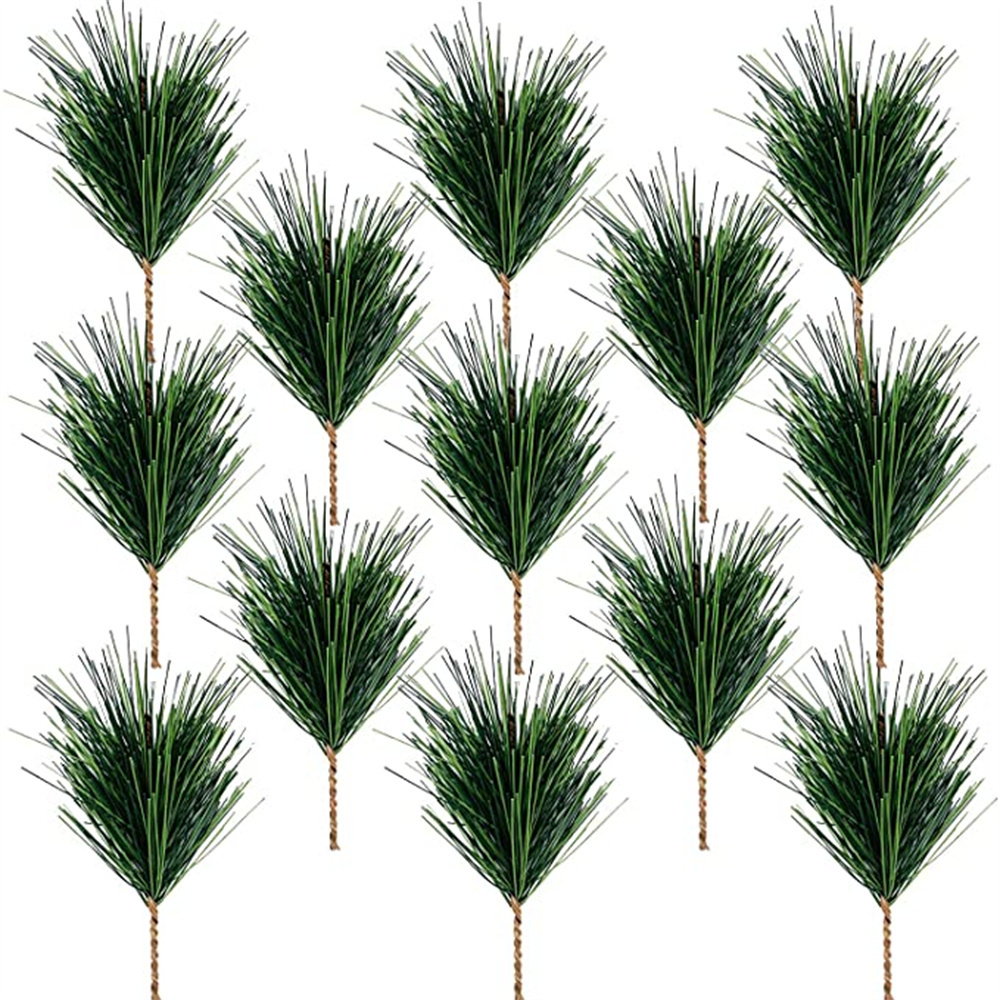 Artificial Green Pine Needles Branches Fake Greenery Pine Picks for Christmas Garland Wreath Embellishing decor