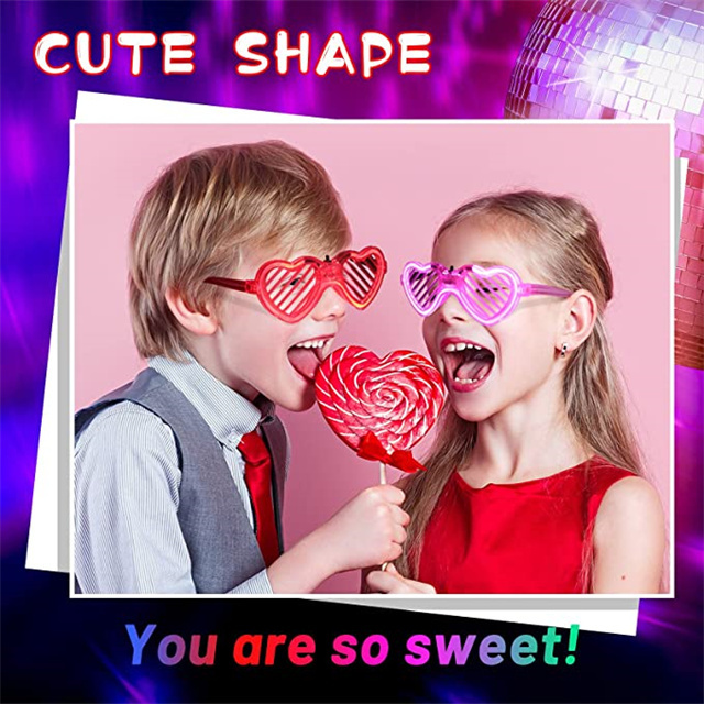 Novelty Led Flashing Glasses 5 Neon Colors Heart Shape Glasses Glow in the Dark Party Supplies Favor for Kids Adult