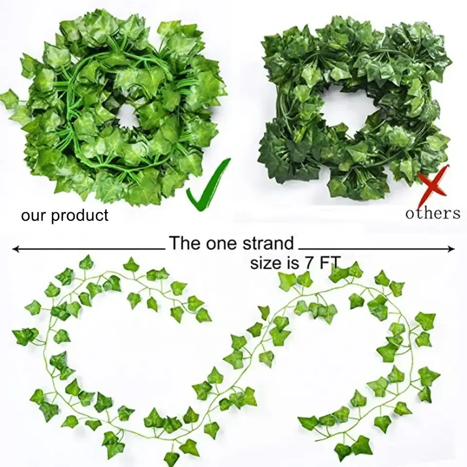 Wholesale  Artificial Ivy Leaf Plants Vine Hanging Garland plastic Foliage for Home Garden Wedding Wall Decor