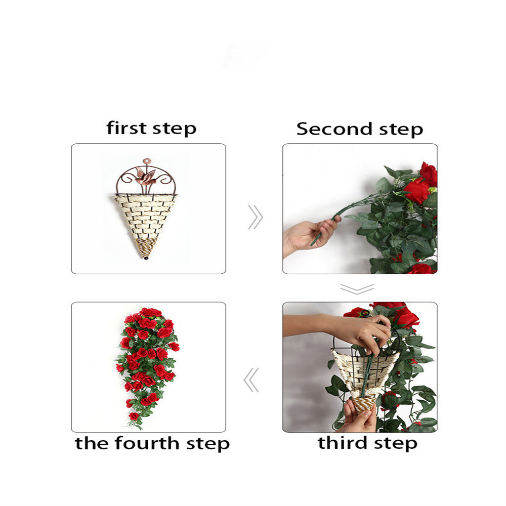 Artificial Flower Rattan Fake Plant Vine  Wall Hanging Roses Home Accessories Wedding Decoration