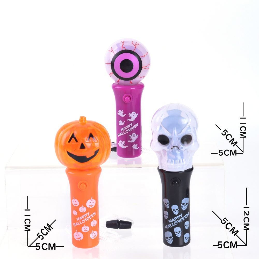 Halloween Ghost Head Pumpkin Light Up Led Light Spinning Spinner Wand for Halloween Party Supplies