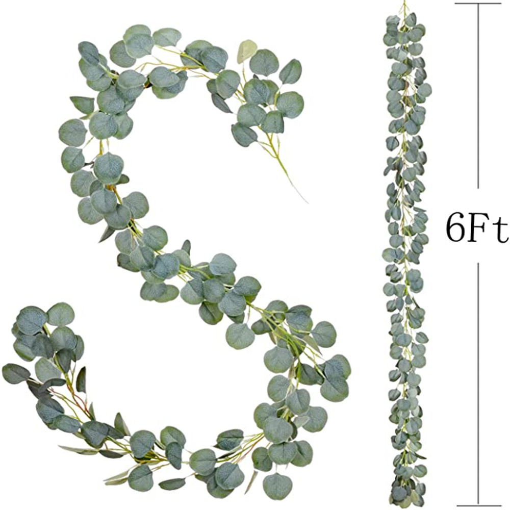 5.9FT 147pcs Leaves Artificial Vines Faux Silk Eucalyptus Garland Greenery Wedding Backdrop Arch Wall Decor