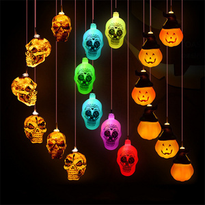 Cheap Halloween Solar Lights LED String Pumpkin Ghost Skeletons Bat Spider Fairy Wind Chime for Yard Outdoor Decoration