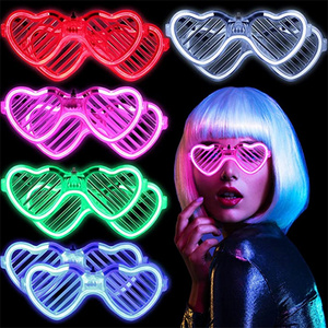 Novelty Led Flashing Glasses 5 Neon Colors Heart Shape Glasses Glow in the Dark Party Supplies Favor for Kids Adult