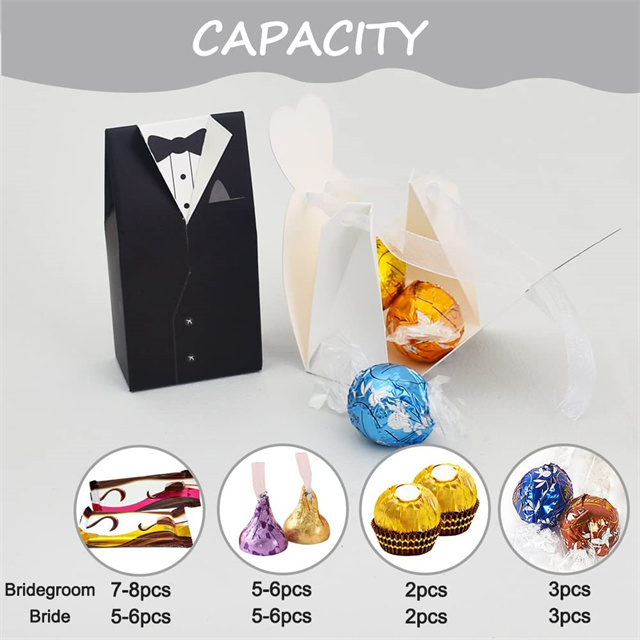 Wedding Party Favor Boxes Wedding Candy Boxes Dress Tuxedo Bride Groom Candy Chocolate Gift Box for Decoration Party Supplies